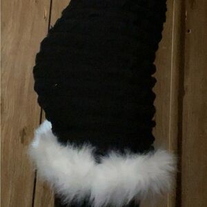 Black Ruched Sleeve with White Fur Trim